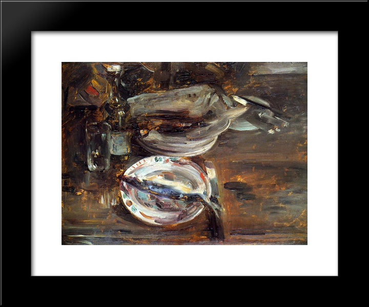 Cat'S Breakfast 20x24 Black Modern Wood Framed Art Print Poster by Corinth, Lovis