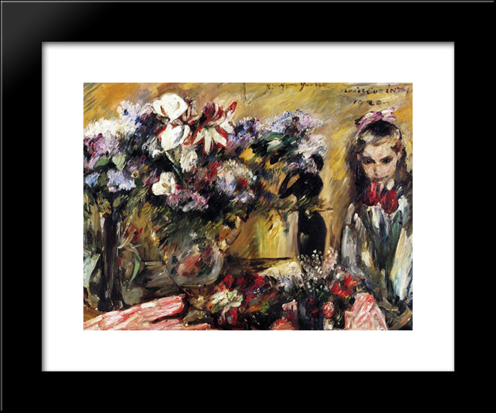 Flowers And Wilhelmine 20x24 Black Modern Wood Framed Art Print Poster by Corinth, Lovis