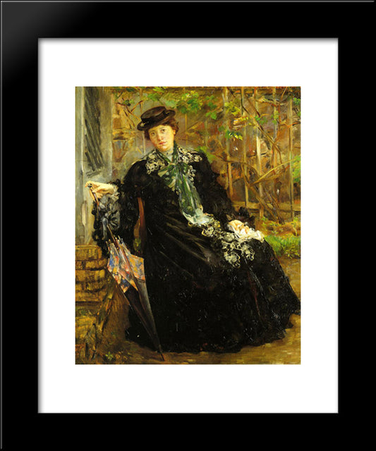 In A Black Coat 20x24 Black Modern Wood Framed Art Print Poster by Corinth, Lovis