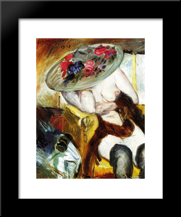 Italian Woman In A Yellow Chair 20x24 Black Modern Wood Framed Art Print Poster by Corinth, Lovis