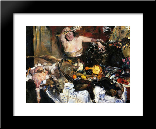 Large Still Life With Figure 20x24 Black Modern Wood Framed Art Print Poster by Corinth, Lovis