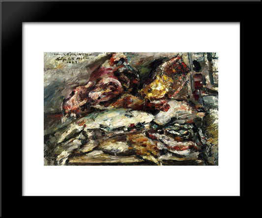 Meat And Fish At Hiller'S Berlin 20x24 Black Modern Wood Framed Art Print Poster by Corinth, Lovis