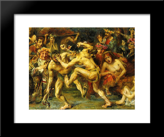Odysseus Fighting With The Beggar 20x24 Black Modern Wood Framed Art Print Poster by Corinth, Lovis