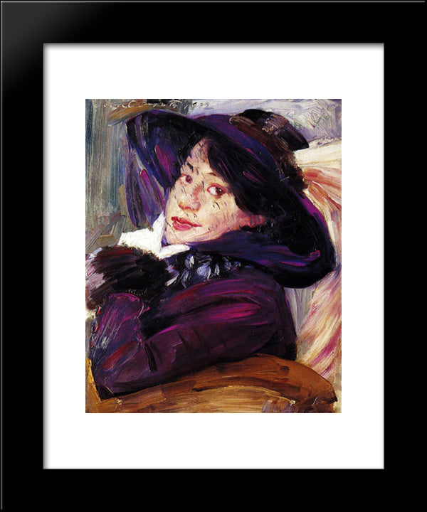 Portrait Of A Woman In A Purple Hat 20x24 Black Modern Wood Framed Art Print Poster by Corinth, Lovis