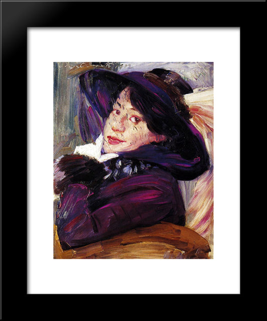 Portrait Of A Woman In A Purple Hat 20x24 Black Modern Wood Framed Art Print Poster by Corinth, Lovis