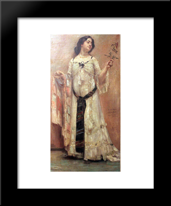 Portrait Of Charlotte Berend In White Dress 20x24 Black Modern Wood Framed Art Print Poster by Corinth, Lovis
