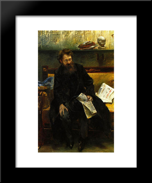 Portrait Of The Poet Peter Hille 20x24 Black Modern Wood Framed Art Print Poster by Corinth, Lovis