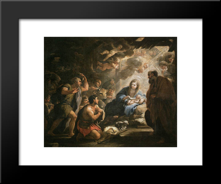 Adoration Of The Shepherds 20x24 Black Modern Wood Framed Art Print Poster by Giordano, Luca