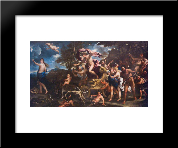 Bacchus And Ariadne 20x24 Black Modern Wood Framed Art Print Poster by Giordano, Luca