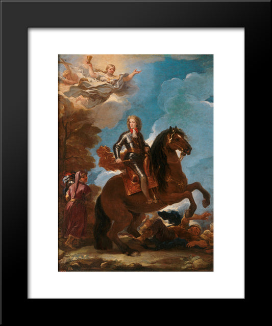 Charles Ii, King Of Spain, On Horseback 20x24 Black Modern Wood Framed Art Print Poster by Giordano, Luca