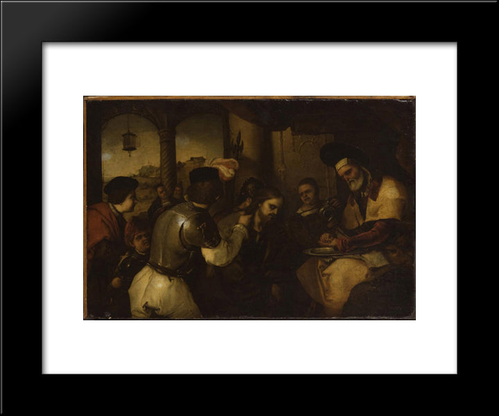 Christ Before Pilate 20x24 Black Modern Wood Framed Art Print Poster by Giordano, Luca