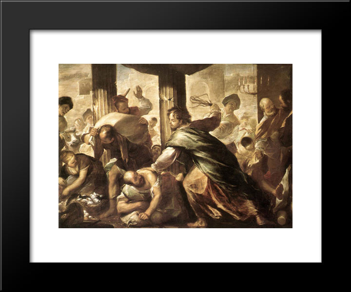 Christ Cleansing The Temple 20x24 Black Modern Wood Framed Art Print Poster by Giordano, Luca