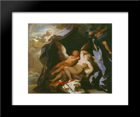 Cupid Visiting The Sleeping Psyche 20x24 Black Modern Wood Framed Art Print Poster by Giordano, Luca