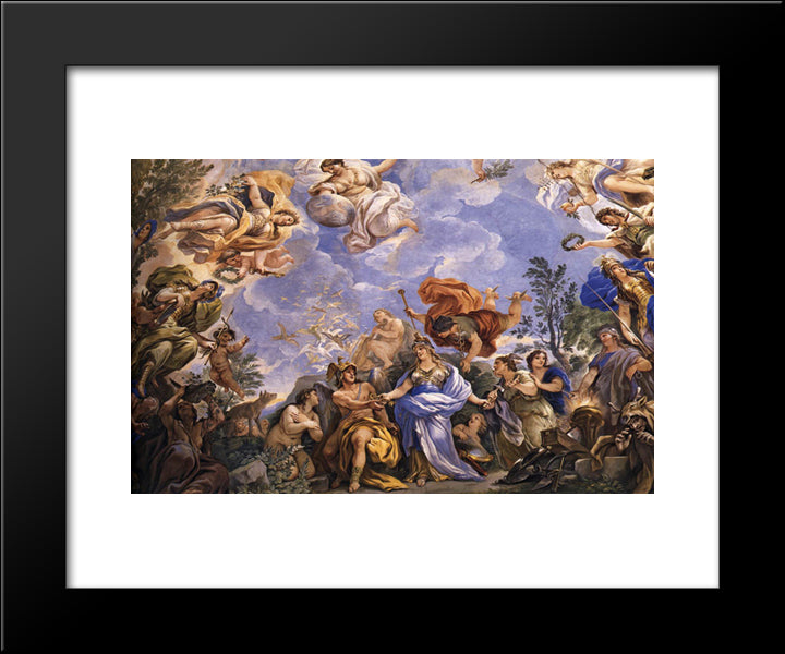 Decorative Ceiling (Detail) In The Palazzo Medici Riccardi 20x24 Black Modern Wood Framed Art Print Poster by Giordano, Luca