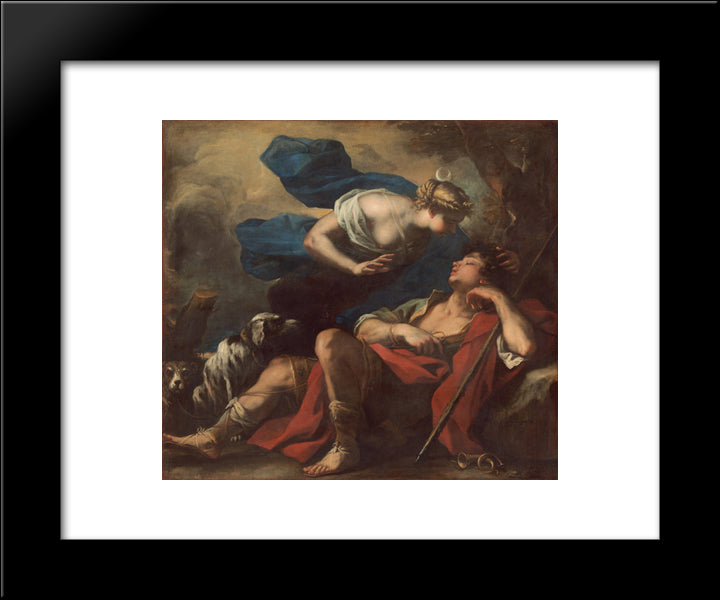 Diana And Endymion 20x24 Black Modern Wood Framed Art Print Poster by Giordano, Luca