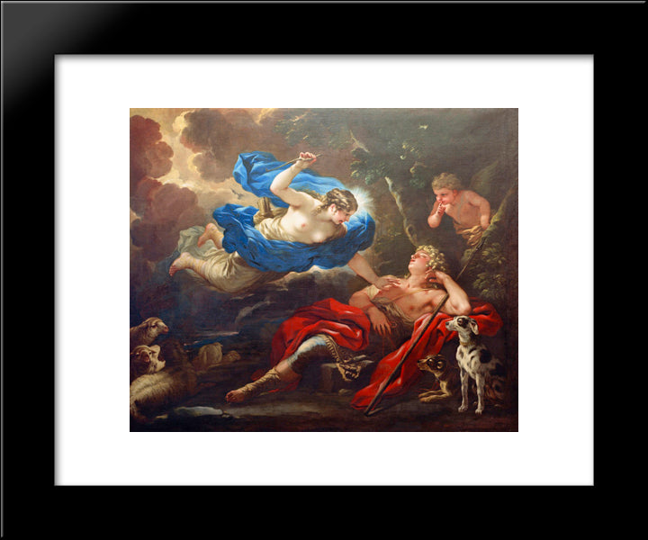 Diana And Endymion 20x24 Black Modern Wood Framed Art Print Poster by Giordano, Luca