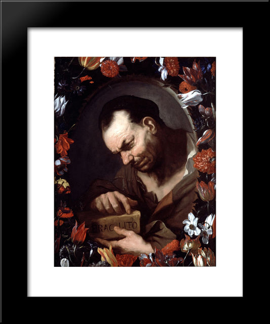 Heraclitus And Democritus. Left Panel 20x24 Black Modern Wood Framed Art Print Poster by Giordano, Luca