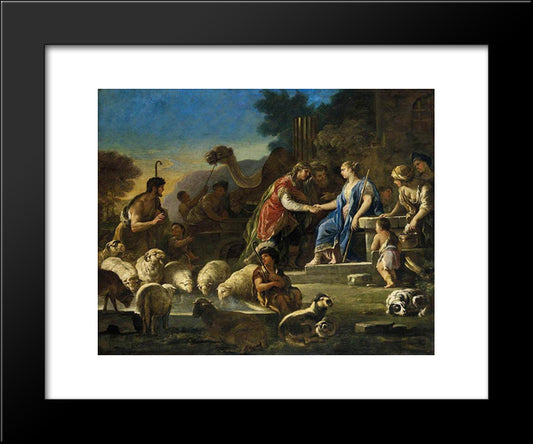 Jacob And Rachel At The Well 20x24 Black Modern Wood Framed Art Print Poster by Giordano, Luca