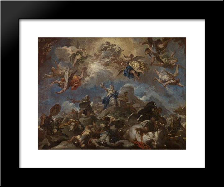 Judith Displaying The Head Of Holofernes 20x24 Black Modern Wood Framed Art Print Poster by Giordano, Luca