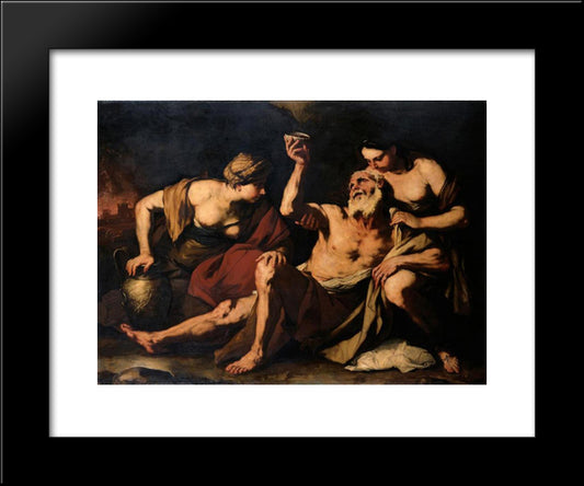 Lot And His Daughters 20x24 Black Modern Wood Framed Art Print Poster by Giordano, Luca