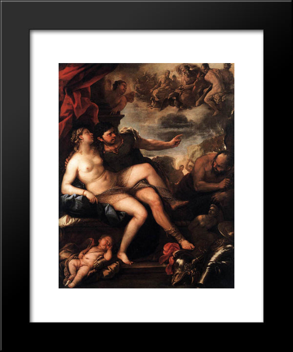 Mars And Venus Caught By Vulcan 20x24 Black Modern Wood Framed Art Print Poster by Giordano, Luca