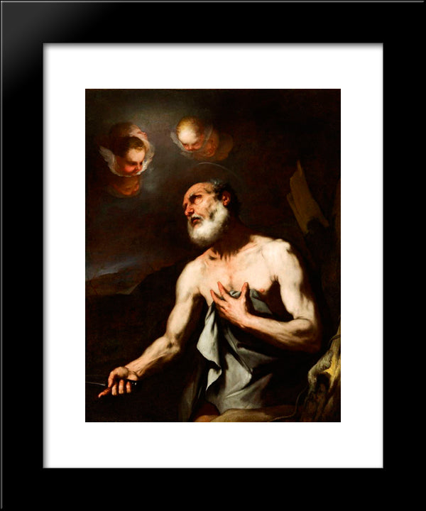 Martyrdom Of Saint Bartolomeo 20x24 Black Modern Wood Framed Art Print Poster by Giordano, Luca