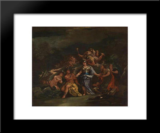 Minerva As Protectress Of The Arts And Sciences 20x24 Black Modern Wood Framed Art Print Poster by Giordano, Luca