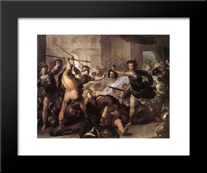 Perseus Fighting Phineas And His Companions 20x24 Black Modern Wood Framed Art Print Poster by Giordano, Luca