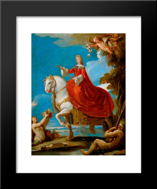 Portrait Of Maria Anna Of Neuburg 20x24 Black Modern Wood Framed Art Print Poster by Giordano, Luca