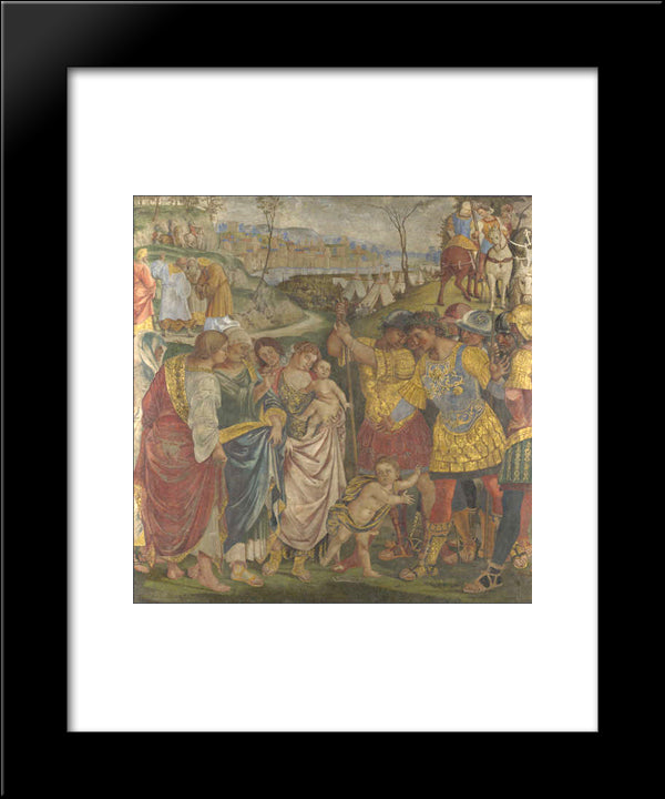 Coriolanus Persuaded By His Family To Spare Rome 20x24 Black Modern Wood Framed Art Print Poster by Signorelli, Luca