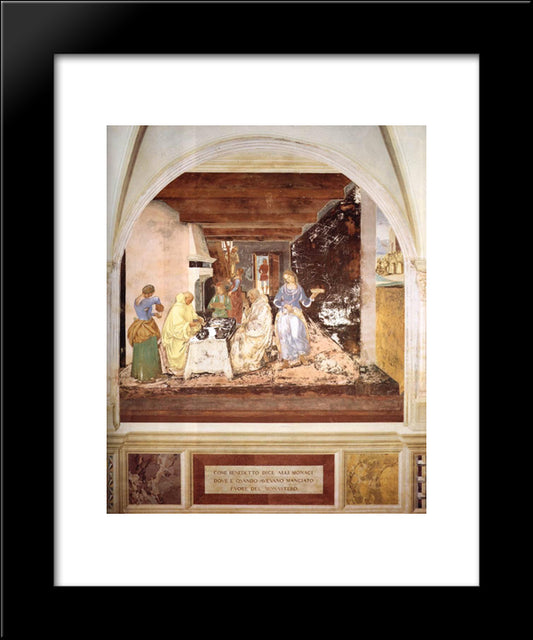 Life Of St. Benedict. Benedict Tells Two Monks What They Have Eaten 20x24 Black Modern Wood Framed Art Print Poster by Signorelli, Luca