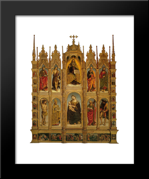 Polyptych 20x24 Black Modern Wood Framed Art Print Poster by Signorelli, Luca