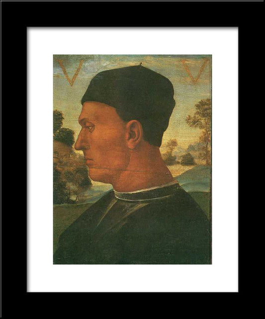 Portrait Of Vitellozzo Vitelli 20x24 Black Modern Wood Framed Art Print Poster by Signorelli, Luca