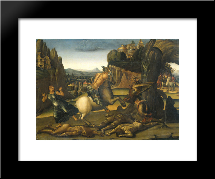 Saint George And The Dragon 20x24 Black Modern Wood Framed Art Print Poster by Signorelli, Luca