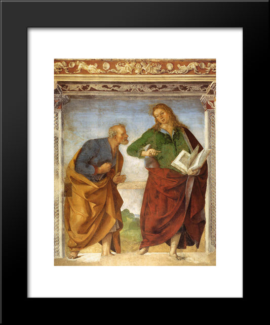 The Apostles Peter And John The Evangelist 20x24 Black Modern Wood Framed Art Print Poster by Signorelli, Luca