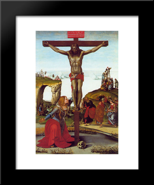 The Crucifixion With St. Mary Magdalen 20x24 Black Modern Wood Framed Art Print Poster by Signorelli, Luca