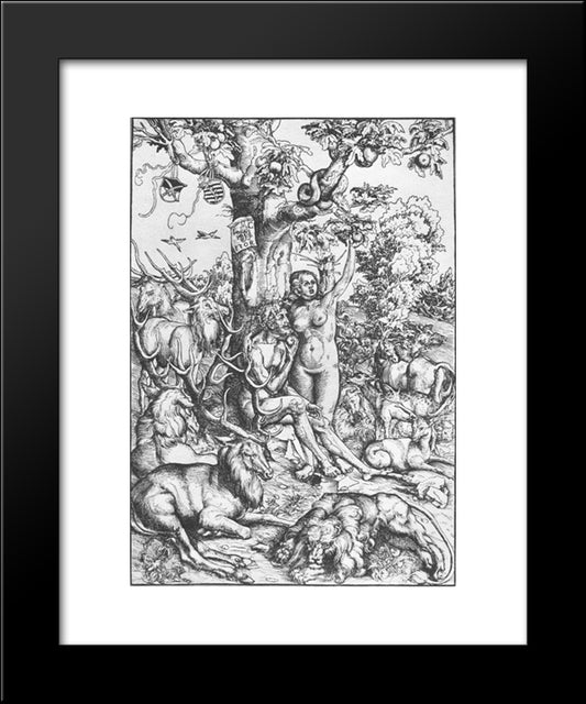 Adam And Eve In Paradise 20x24 Black Modern Wood Framed Art Print Poster by Cranach the Elder, Lucas