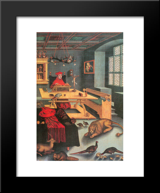 Albrecht Of Brandenburg As St. Jerome In His Study 20x24 Black Modern Wood Framed Art Print Poster by Cranach the Elder, Lucas