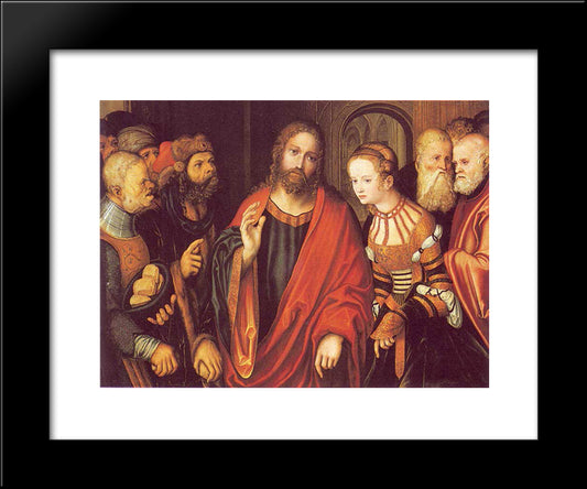 Christ And The Adulteress 20x24 Black Modern Wood Framed Art Print Poster by Cranach the Elder, Lucas