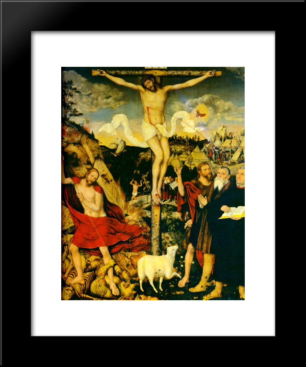 Christ As Savior With Martin Luther 20x24 Black Modern Wood Framed Art Print Poster by Cranach the Elder, Lucas