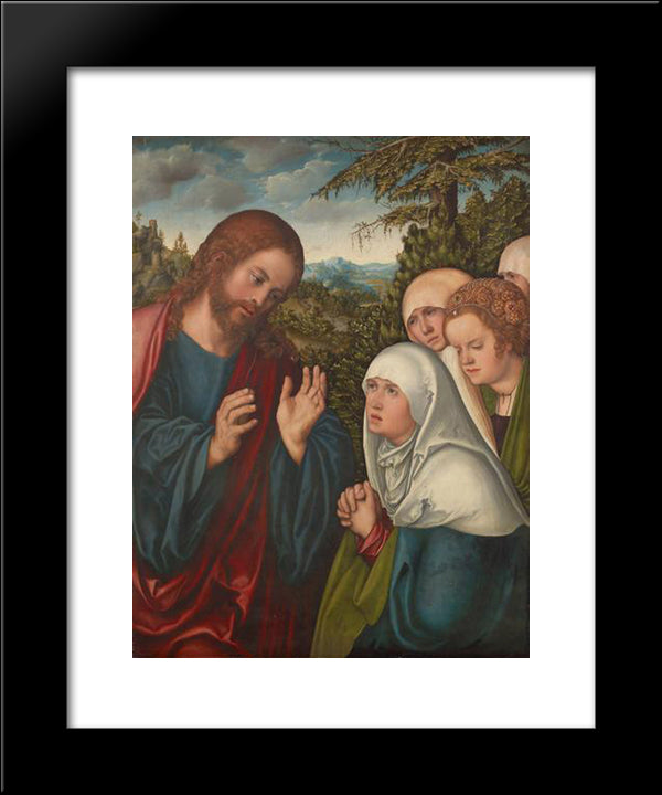 Christ Taking Leave Of His Mother 20x24 Black Modern Wood Framed Art Print Poster by Cranach the Elder, Lucas