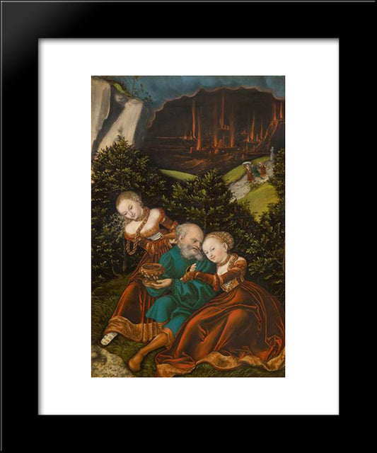 Lot And His Daughters 20x24 Black Modern Wood Framed Art Print Poster by Cranach the Elder, Lucas