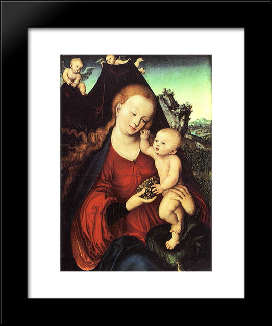 Madonna And Child With A Bunch Of Grapes 20x24 Black Modern Wood Framed Art Print Poster by Cranach the Elder, Lucas