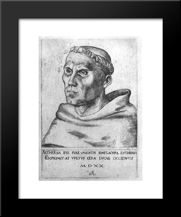 Martin Luther As A Monk 20x24 Black Modern Wood Framed Art Print Poster by Cranach the Elder, Lucas