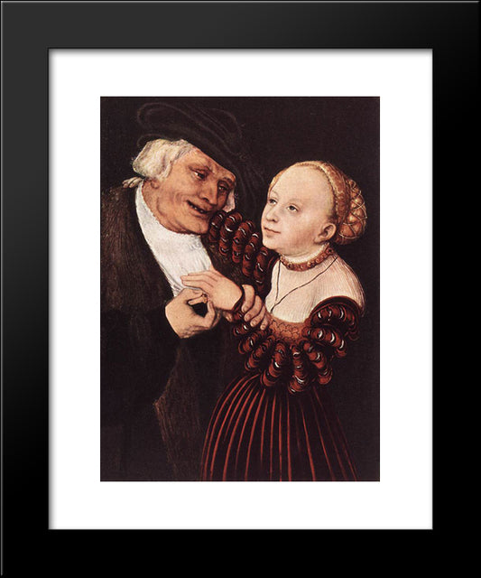 Old Man And Young Woman 20x24 Black Modern Wood Framed Art Print Poster by Cranach the Elder, Lucas