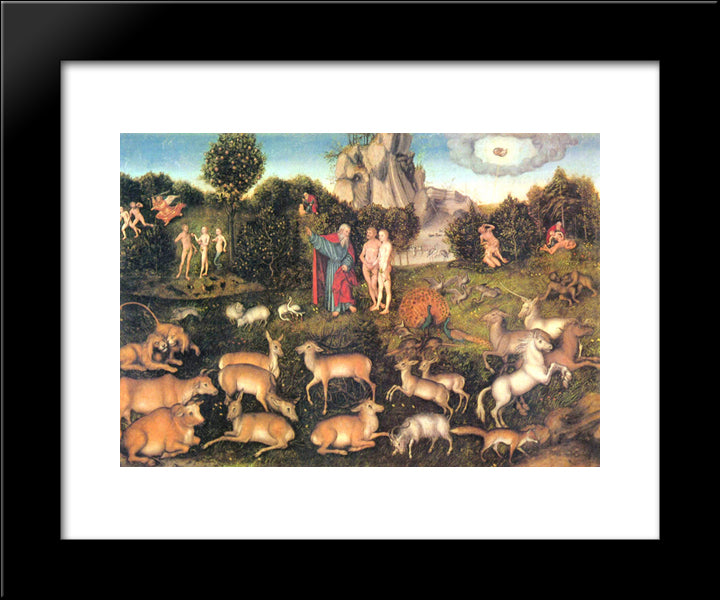 Paradise 20x24 Black Modern Wood Framed Art Print Poster by Cranach the Elder, Lucas