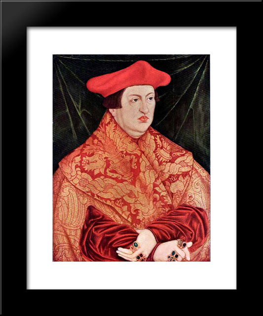 Portrait Of Cardinal Albrecht Of Brandenburg 20x24 Black Modern Wood Framed Art Print Poster by Cranach the Elder, Lucas