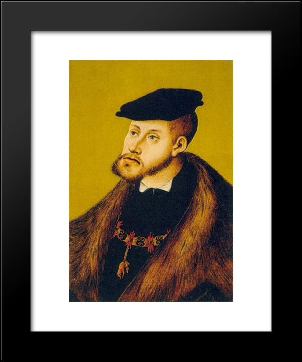 Portrait Of Charles V 20x24 Black Modern Wood Framed Art Print Poster by Cranach the Elder, Lucas