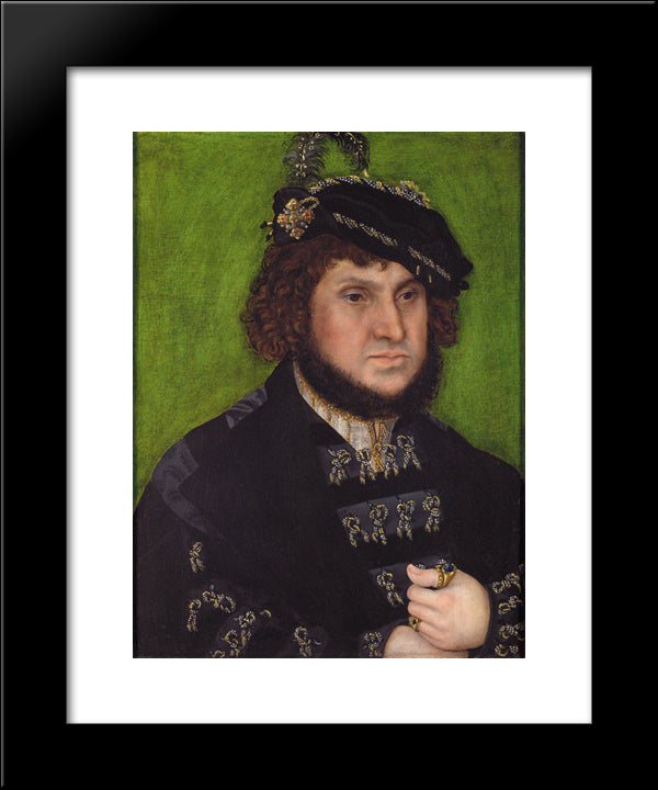 Portrait Of Duke Johann Der Bestandige Of Saxony 20x24 Black Modern Wood Framed Art Print Poster by Cranach the Elder, Lucas