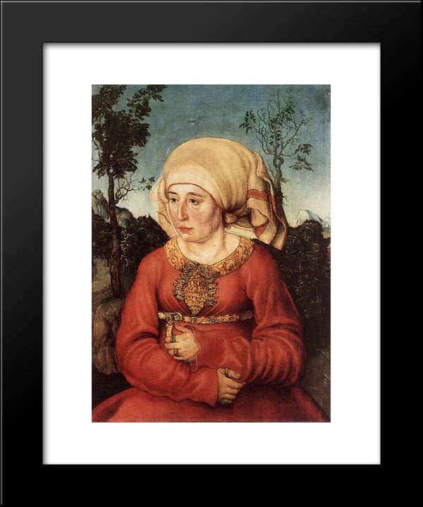 Portrait Of Frau Reuss 20x24 Black Modern Wood Framed Art Print Poster by Cranach the Elder, Lucas